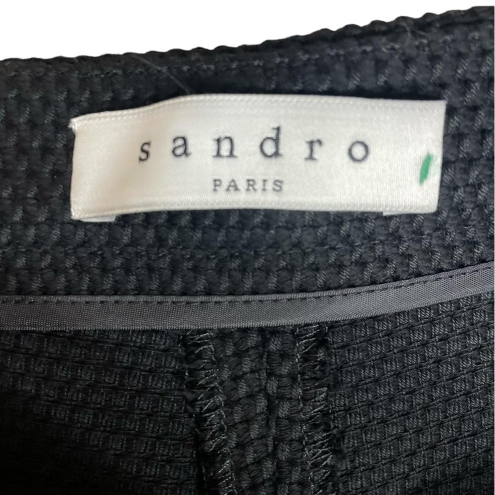EUC Sandro Paris Black Textured High Waist Side Zipper Shorts Size 38 (E-1) - Picture 6 of 8